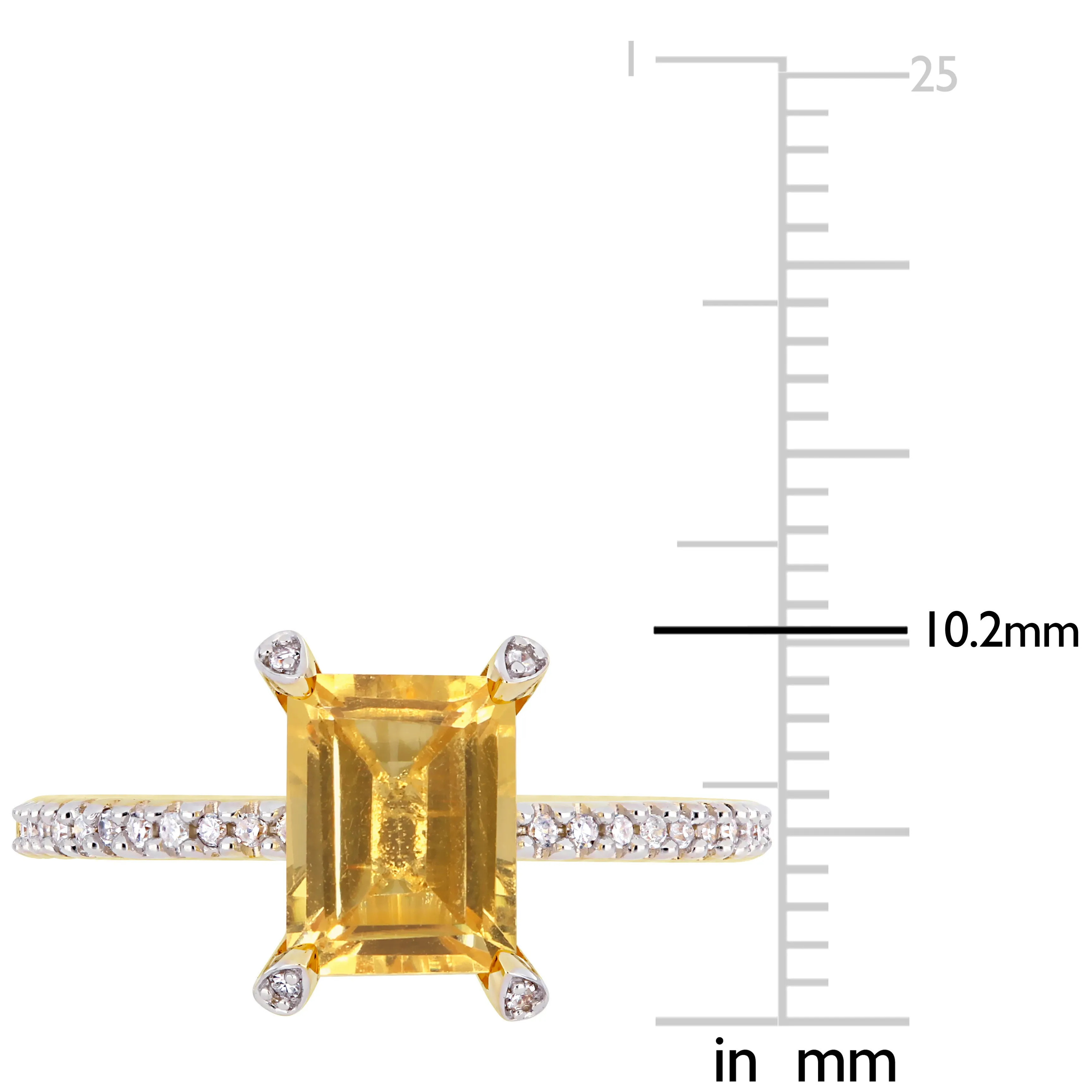 1 1/2 CT TGW Citrine and 1/10 CT TW Diamond  Ring in 10k Yellow Gold