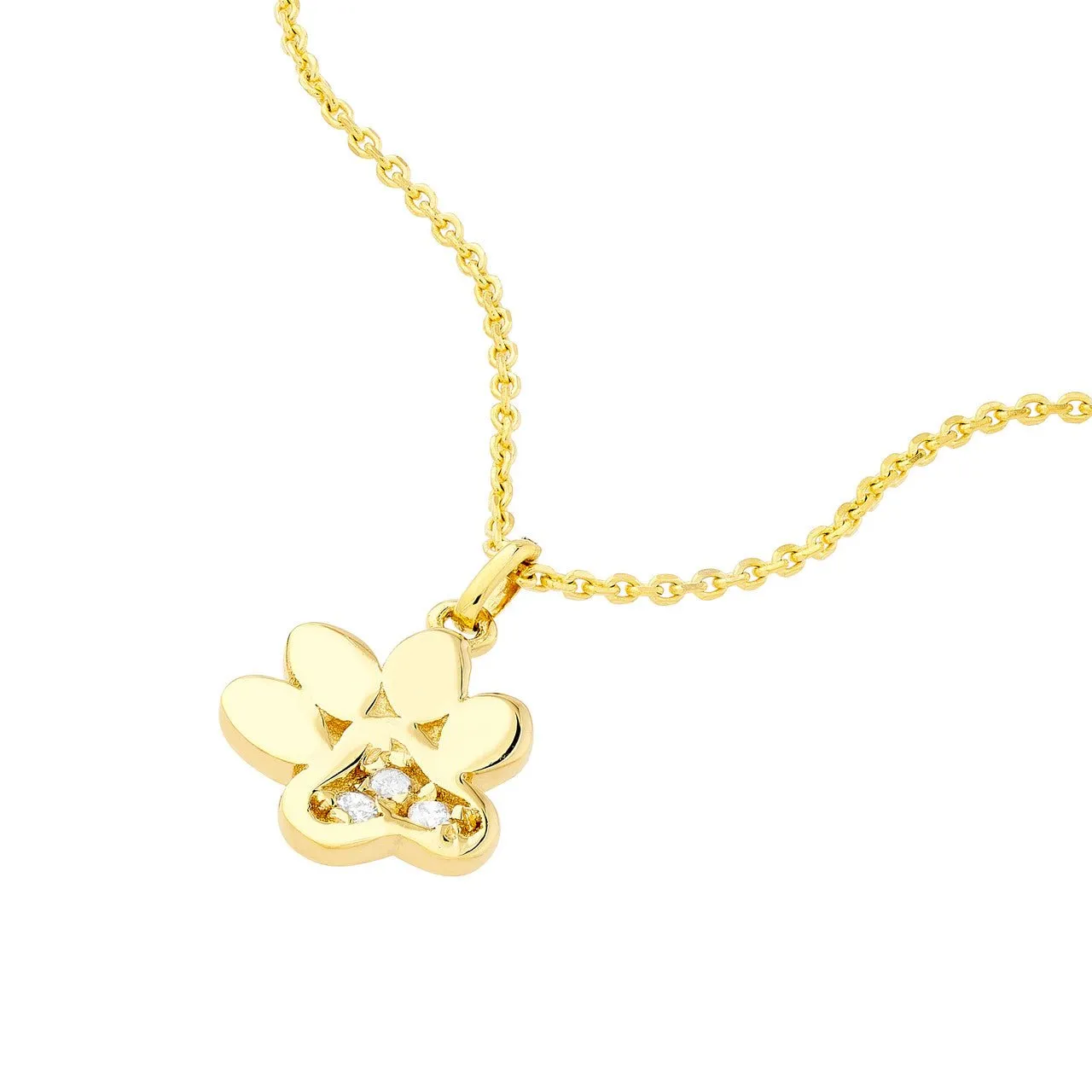 14K Gold Paw Print Diamond Pendant