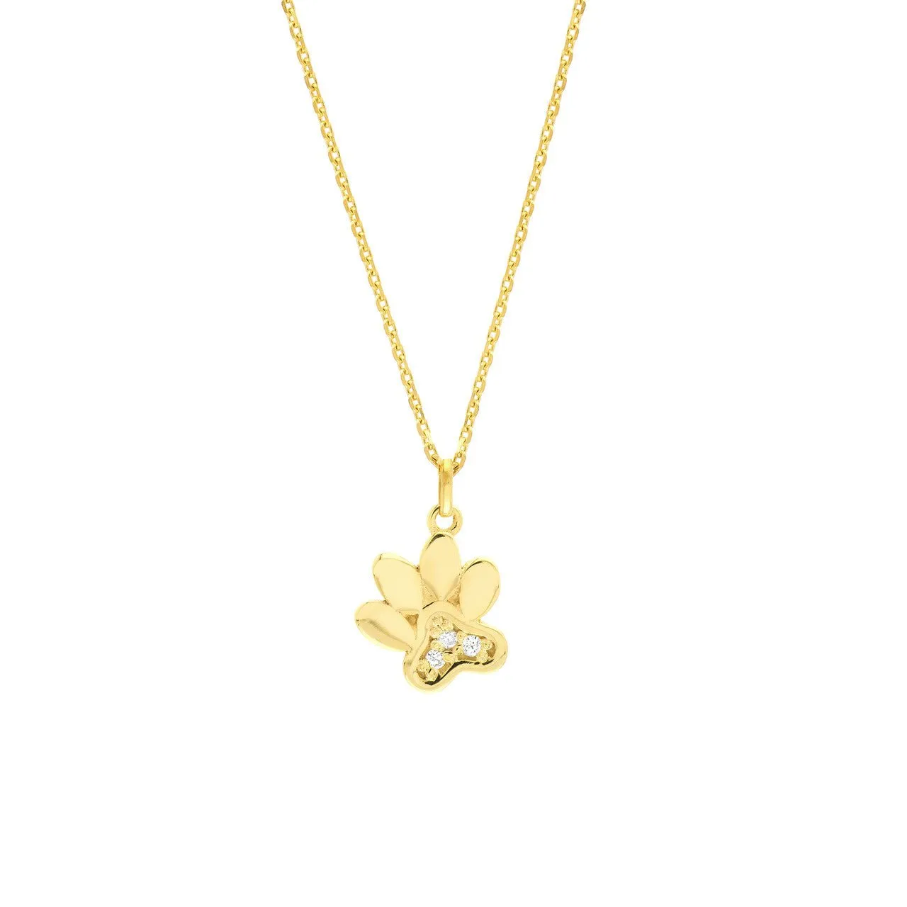 14K Gold Paw Print Diamond Pendant