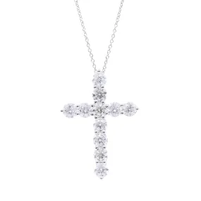 14K WHITE GOLD DIAMOND CROSS NECKLACE 3.40CTW