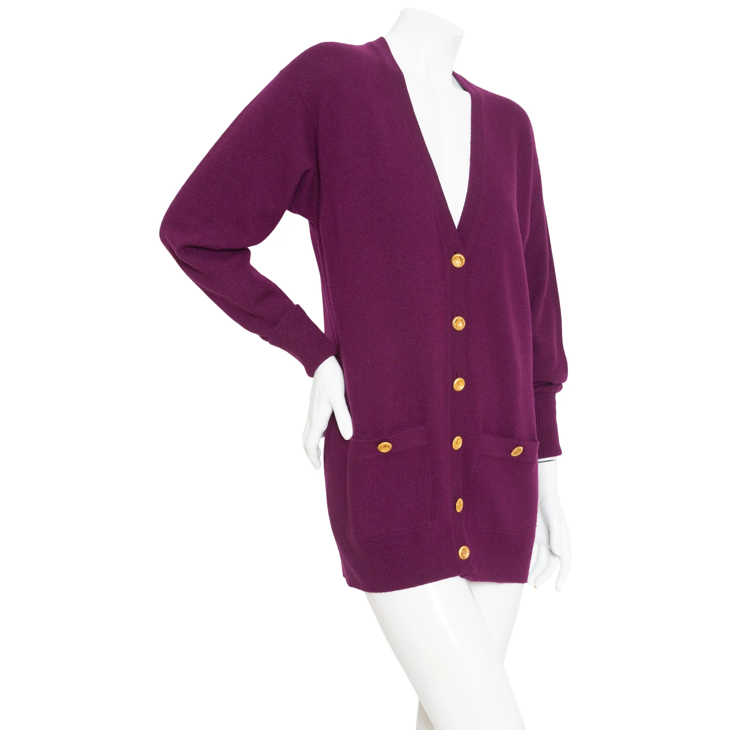 1993 Plum Cashmere CC Button Cardigan