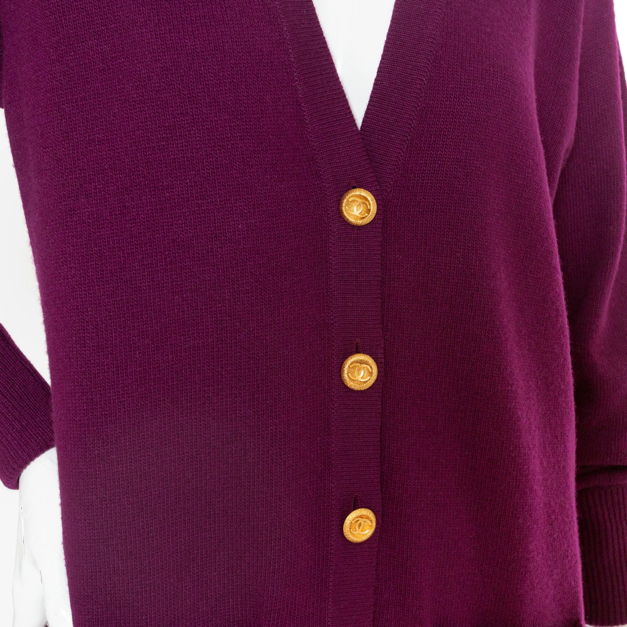 1993 Plum Cashmere CC Button Cardigan