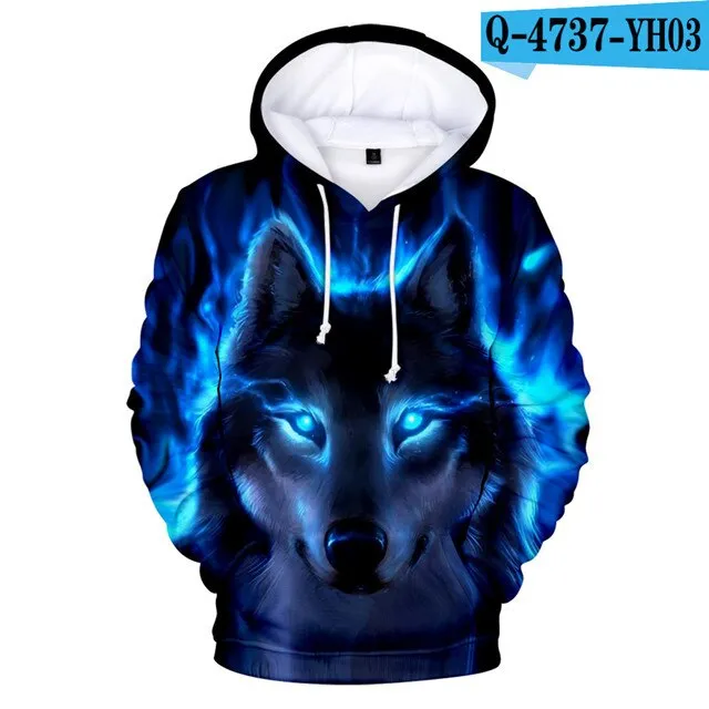 2020 Wholesale Adult Child Size Wolf Hoodies Sweatshirt 3D Print Mens Boys Hoodies Sweatshirt Fashion Design Clothing big size