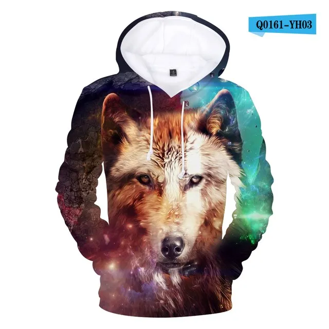 2020 Wholesale Adult Child Size Wolf Hoodies Sweatshirt 3D Print Mens Boys Hoodies Sweatshirt Fashion Design Clothing big size