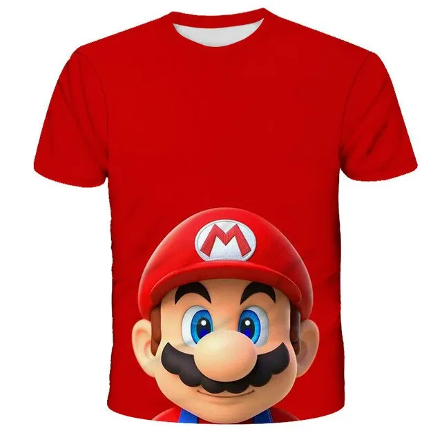 3D Sky Blue Cartoon Mario T-shirt Children's Clothing Funny Girl T-shirt Fashion T-shirt 2021 New Summer