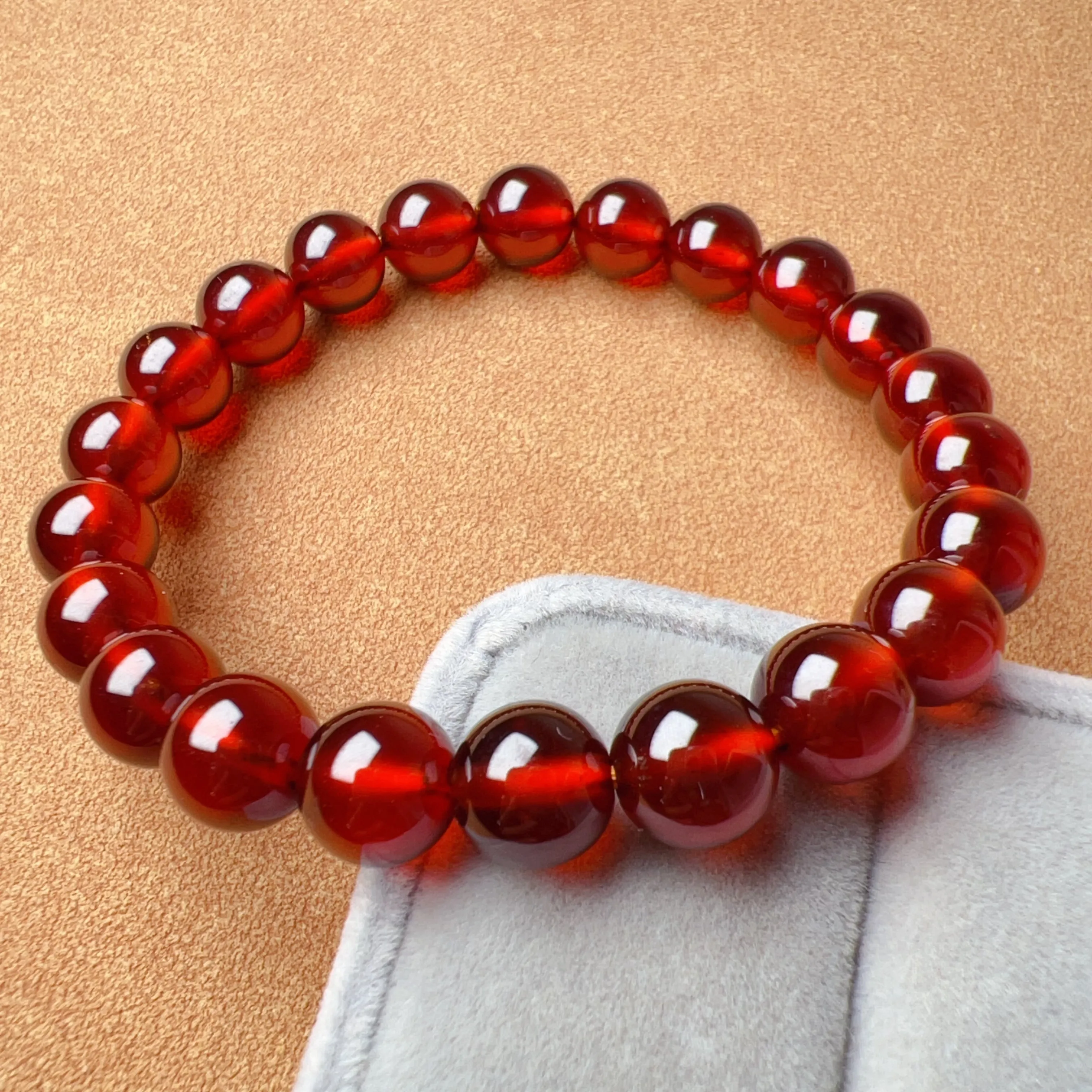 8.6mm Cabochon Grade Spessartine Garnet Bracelet | Handmade with Natural Crystal Garnet | Sacral Chakra