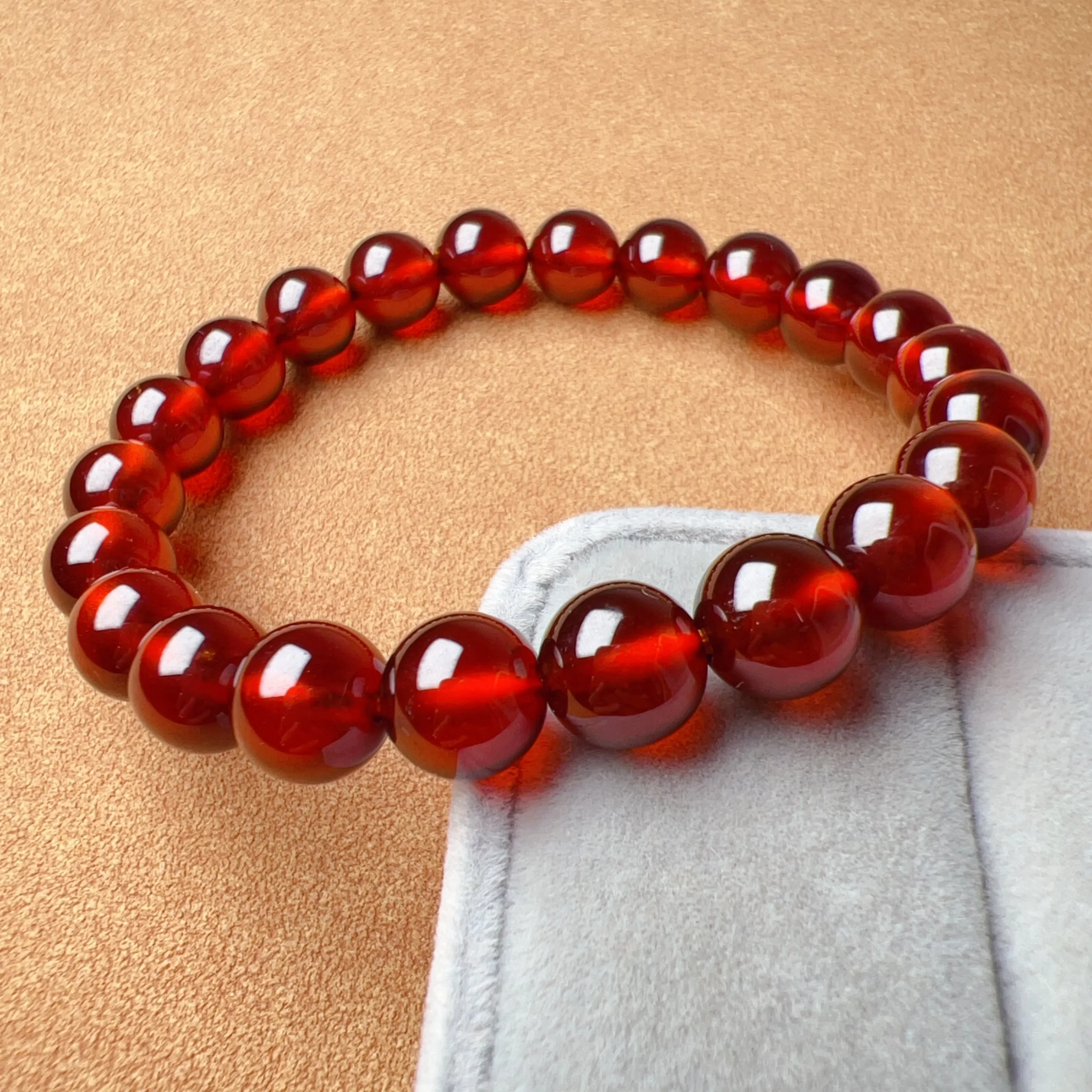 8.6mm Cabochon Grade Spessartine Garnet Bracelet | Handmade with Natural Crystal Garnet | Sacral Chakra