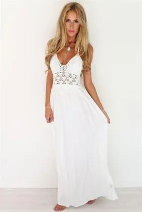 A line Chiffon V Neck Beach Wedding Dresses Backless Ivory Wedding Gowns JS506