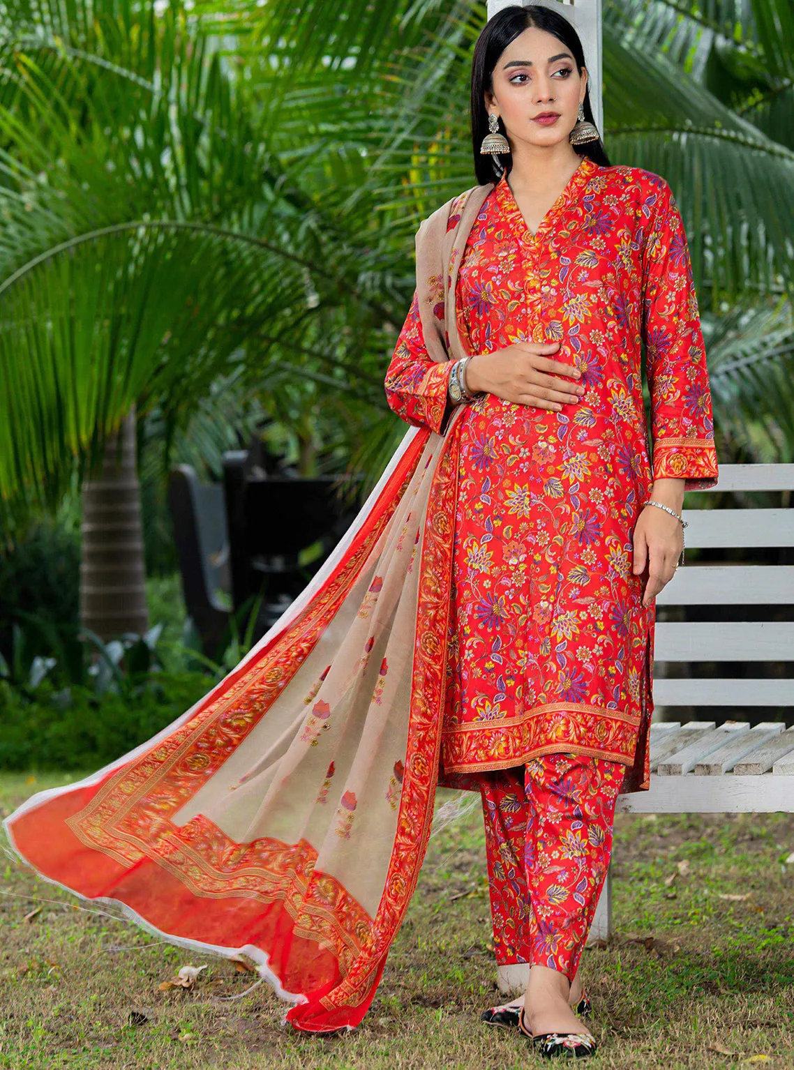 Aangan By Qalamkar Embroidered Linen Unstitched 3 Piece Suit - 01