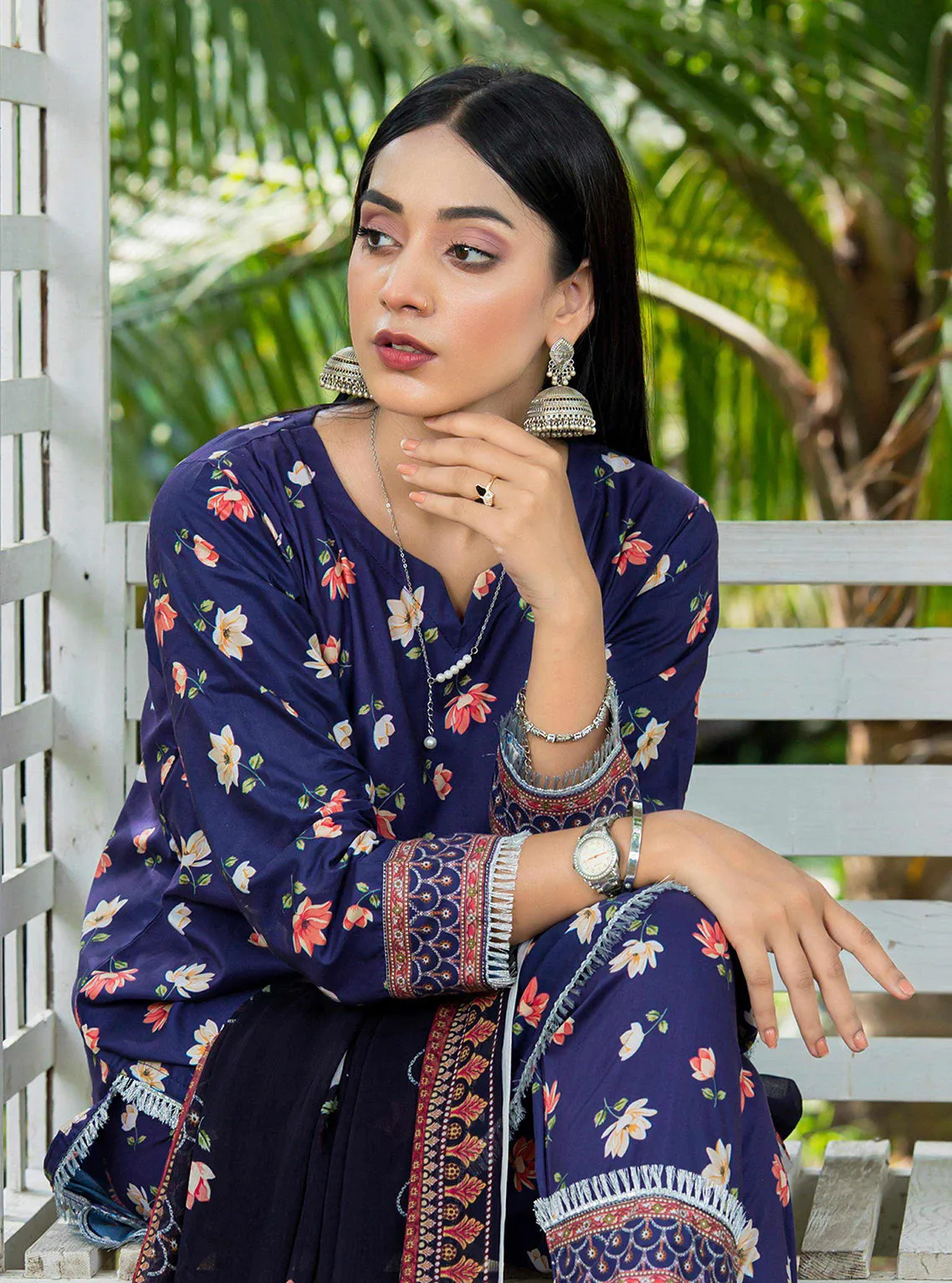 Aangan By Qalamkar Embroidered Linen Unstitched 3 Piece Suit - 02