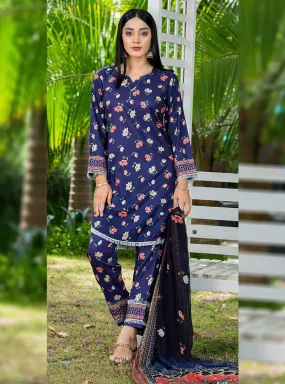 Aangan By Qalamkar Embroidered Linen Unstitched 3 Piece Suit - 02