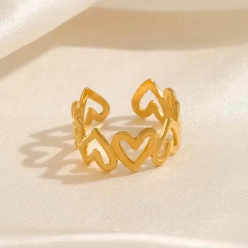 Aesthetic Stainless Steel Heart Open Ring