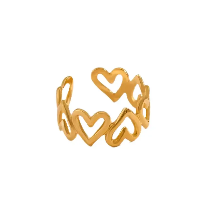 Aesthetic Stainless Steel Heart Open Ring