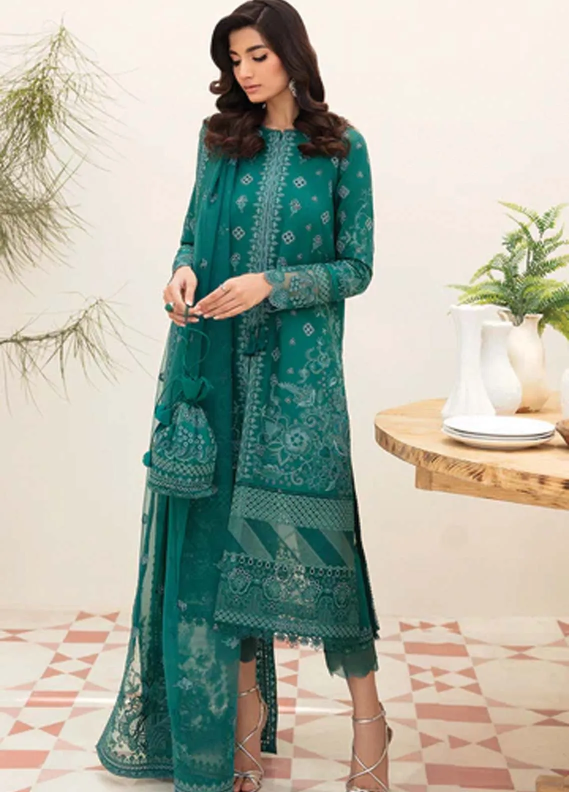 Afrozeh Embroidered Lawn Unstitched 3 Piece Suit - 04