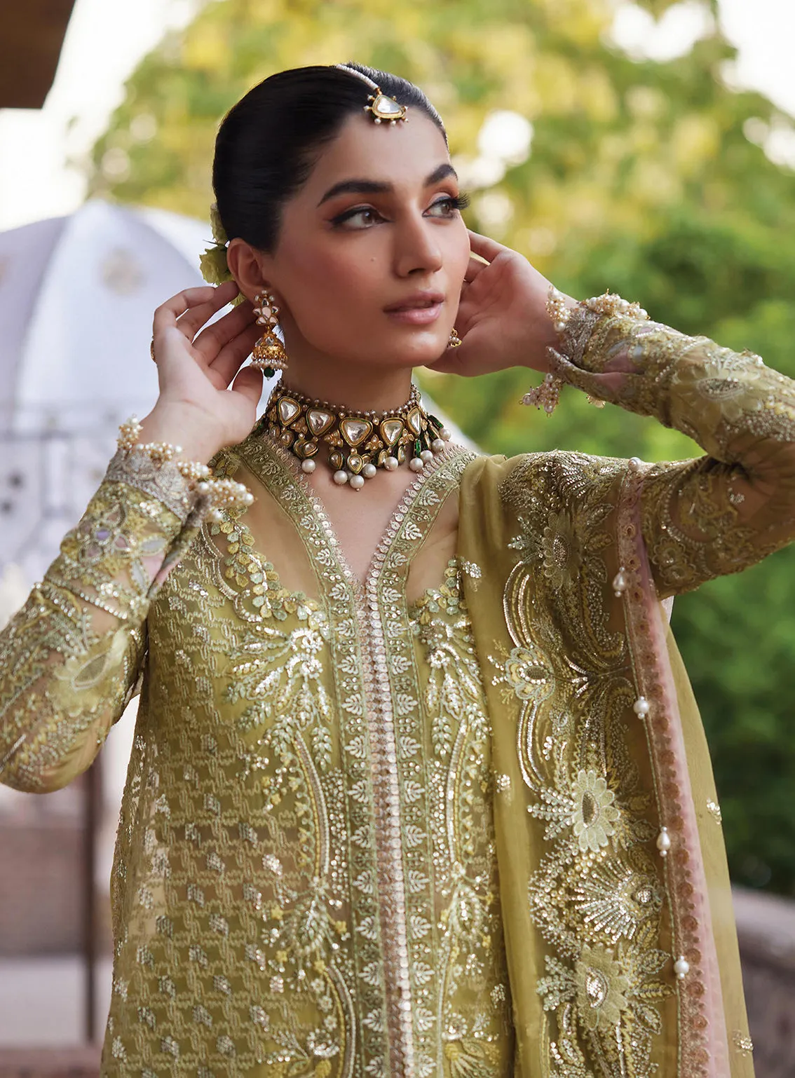 Afrozeh Embroidered Organza Unstitched 3 Piece Suit - 03