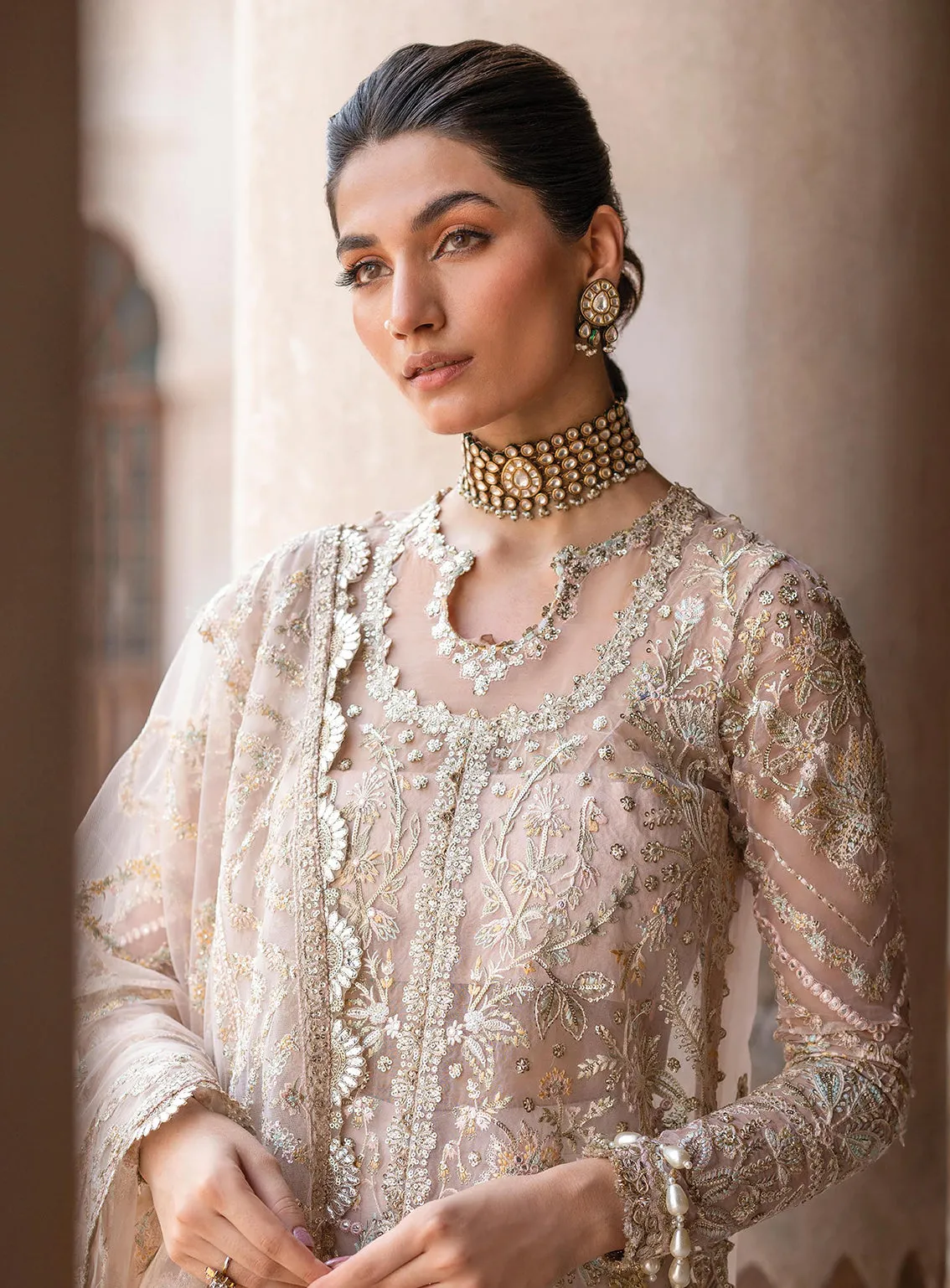 Afrozeh Embroidered Organza Unstitched 3 Piece Suit - 07