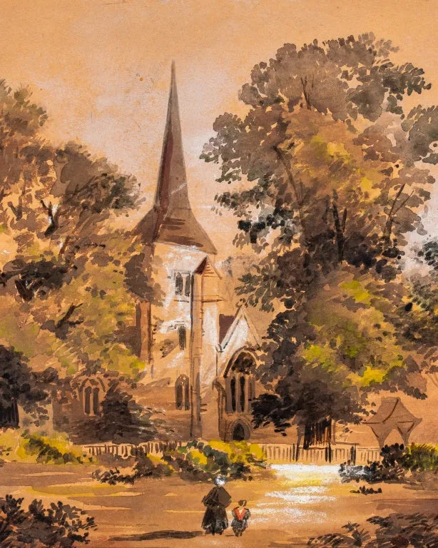 After Samuel Read "A Country Church", Watercolor