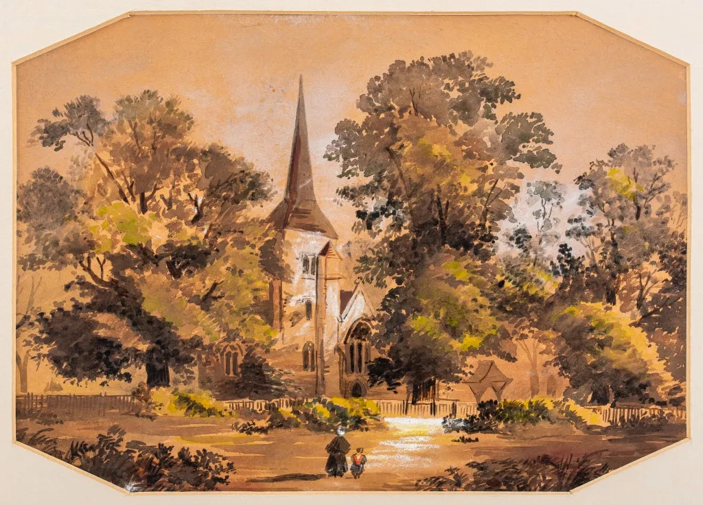 After Samuel Read "A Country Church", Watercolor