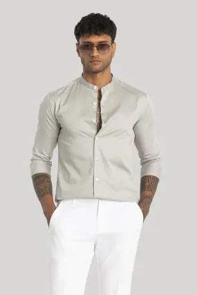 Alfonso Light Grey Plain Satin Shirt