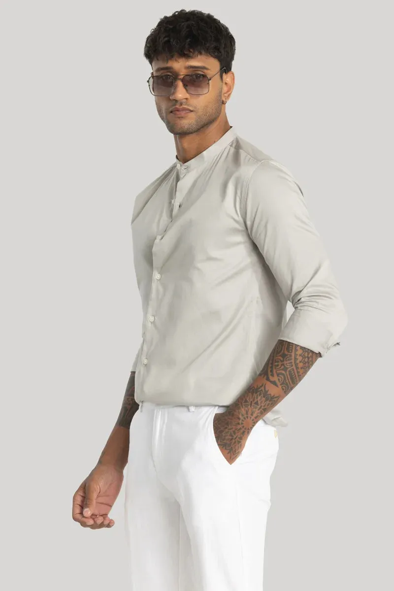 Alfonso Light Grey Plain Satin Shirt