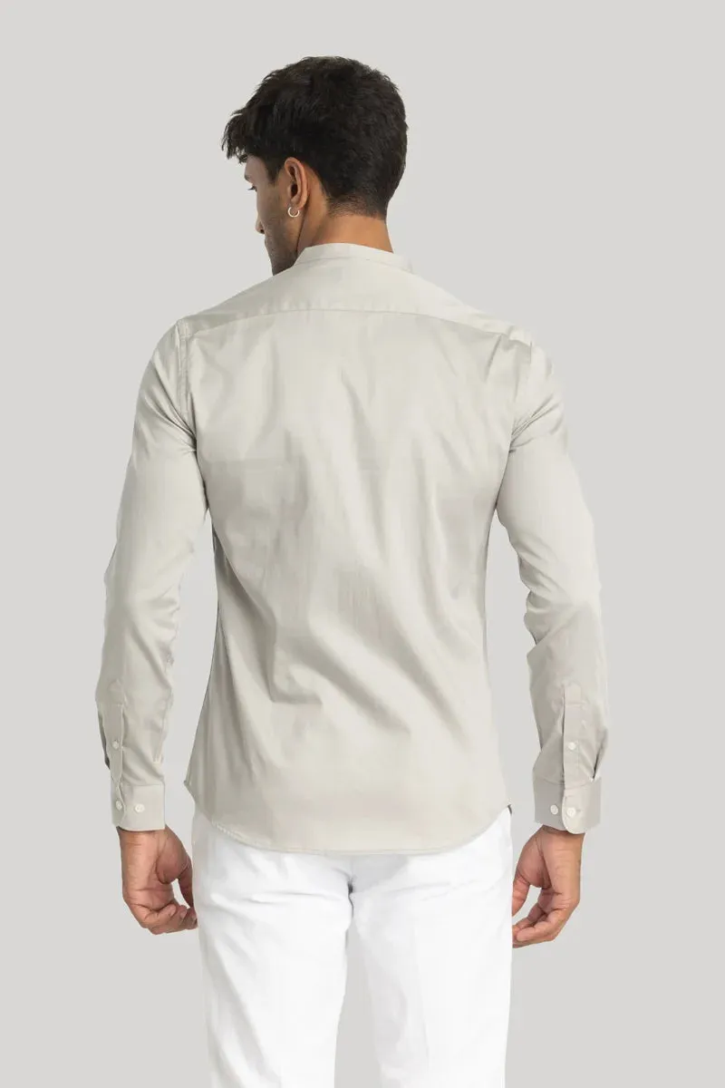 Alfonso Light Grey Plain Satin Shirt