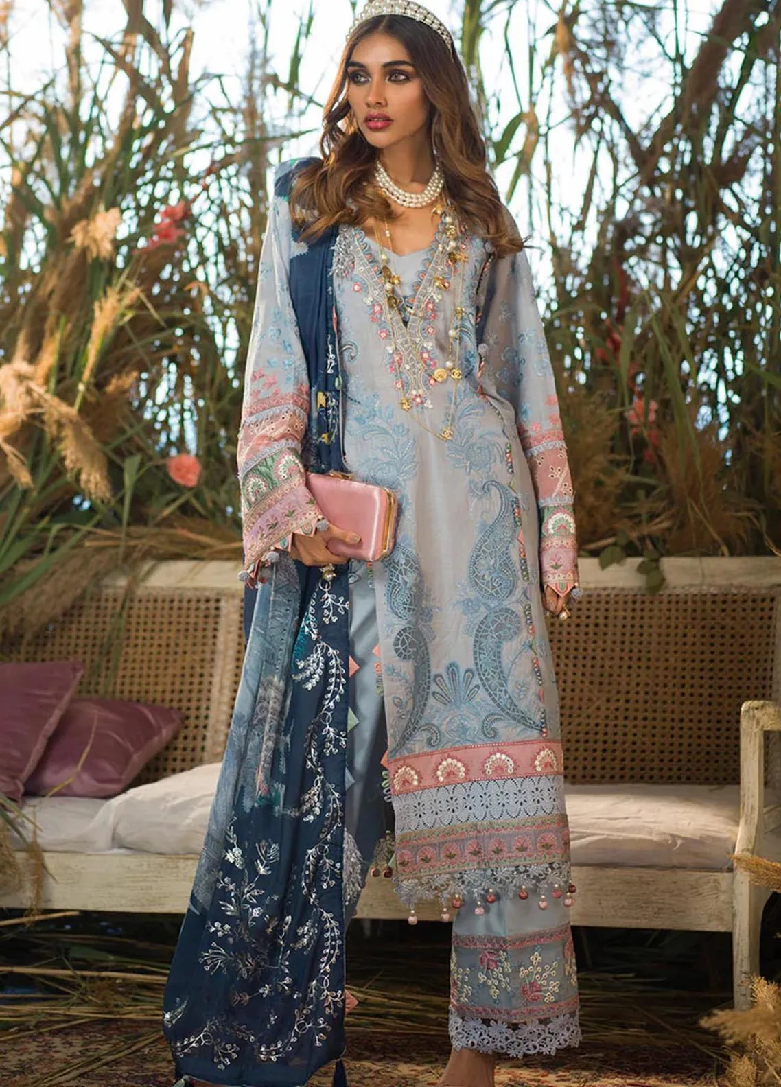 Alif By AJR Couture Embroidered Lawn Unstitched 3 Piece Suit - 05