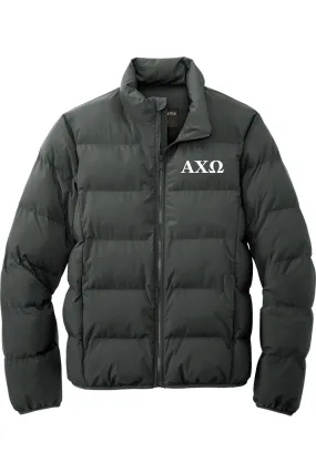 Alpha Chi Omega - Puffy Jacket - White Embroidered Letters