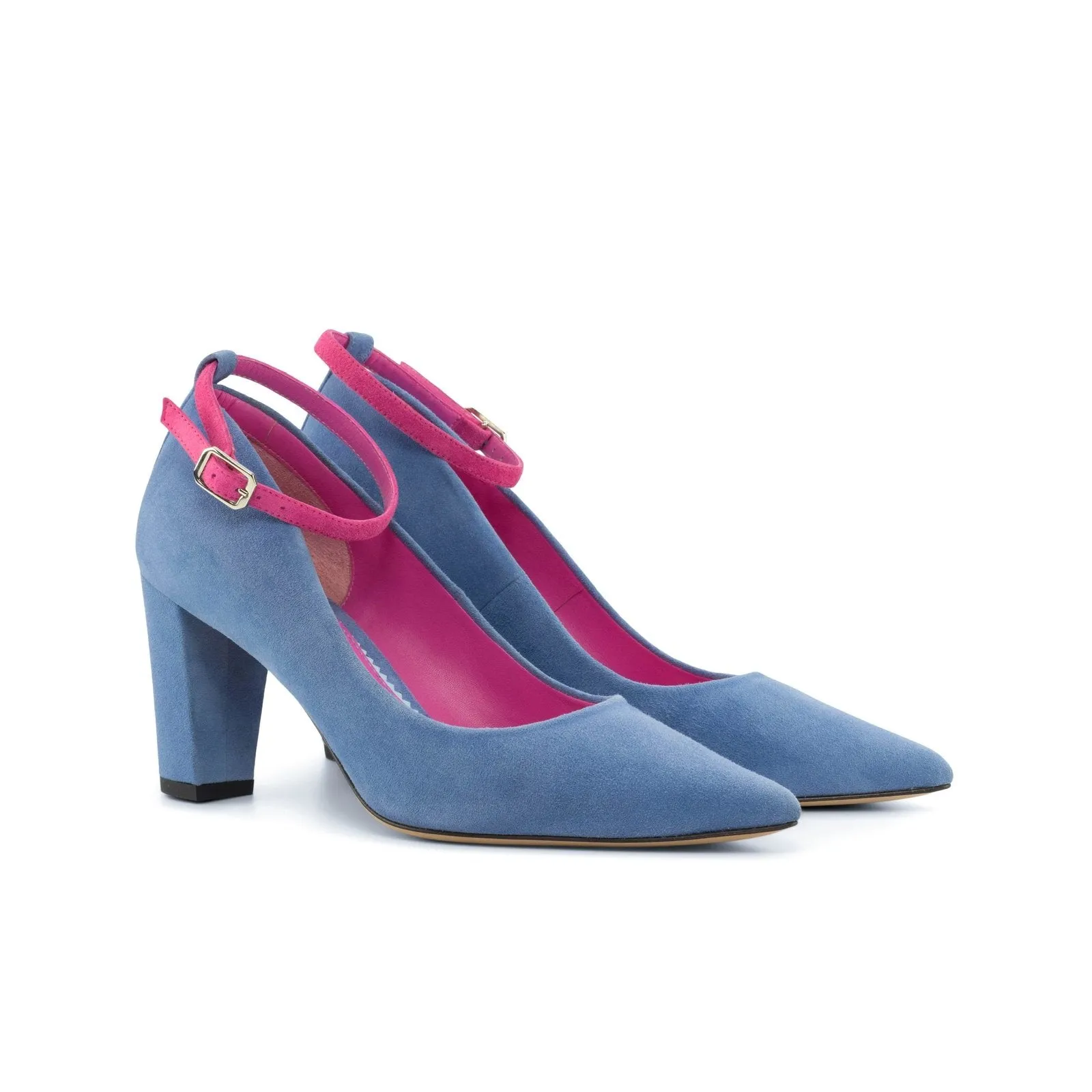 Ambrogio Bespoke Custom Women's Shoes Blue & Pink Italian Suede Leather Florence Pumps (AMBW1117)