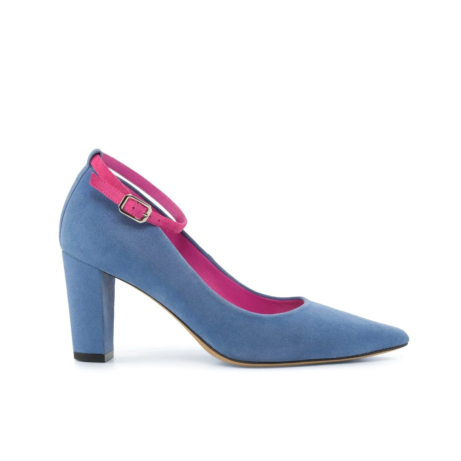 Ambrogio Bespoke Custom Women's Shoes Blue & Pink Italian Suede Leather Florence Pumps (AMBW1117)