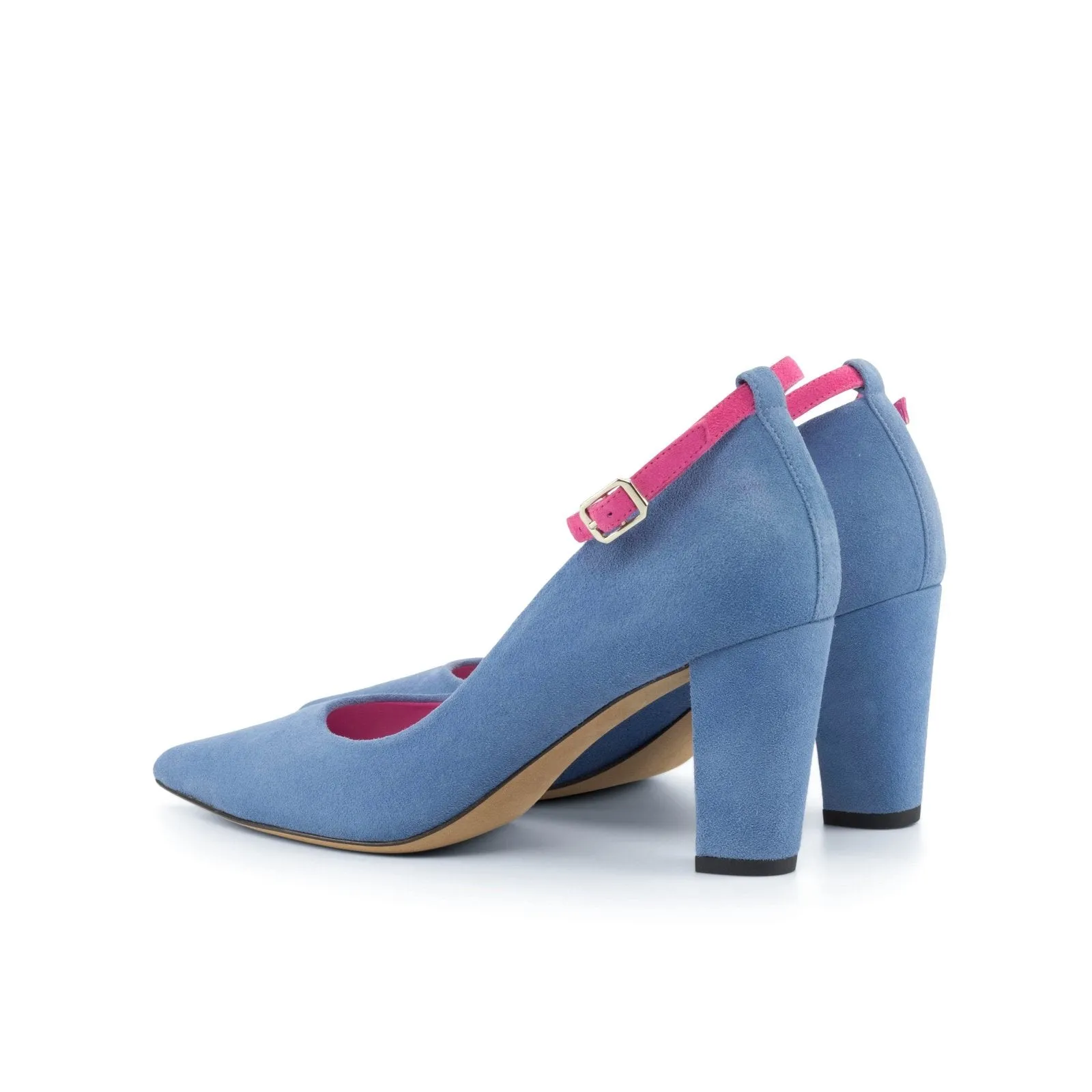 Ambrogio Bespoke Custom Women's Shoes Blue & Pink Italian Suede Leather Florence Pumps (AMBW1117)