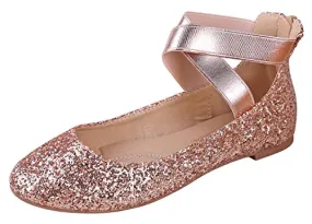 Anna Dana-20 Women's Classic Ballerina Flats Straps, Champagne Glitter