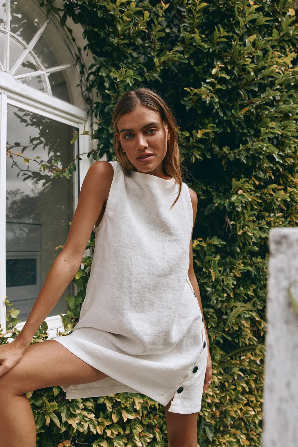 Annabelle Linen Mini Dress White