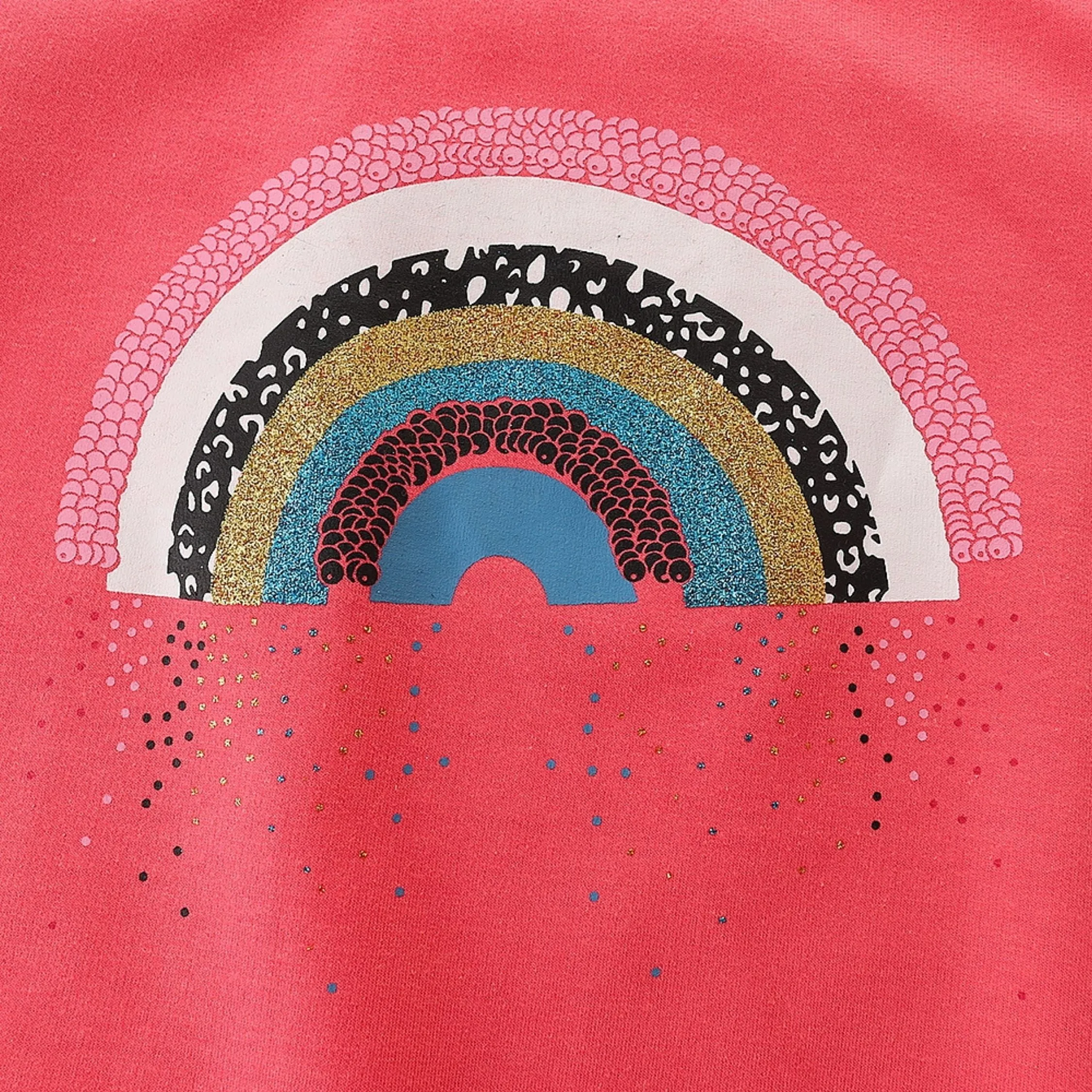 Applique Rainbow Embelised Sweat Shirt     (Pink)