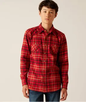 Ariat Boy's Heber Retro Cranberry Crimson Snap Shirt