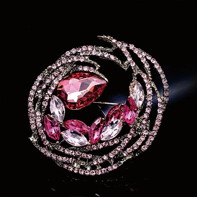 Artificial Crystal Rhinestones Personality Geometric Round Brooch