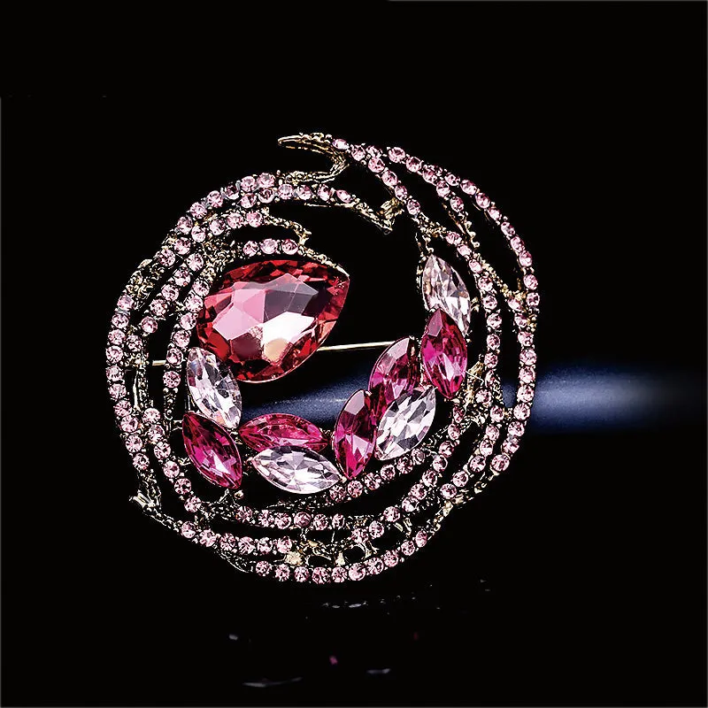 Artificial Crystal Rhinestones Personality Geometric Round Brooch