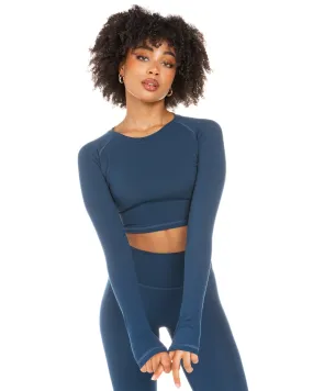 Aura Crop Long Sleeve - Navy