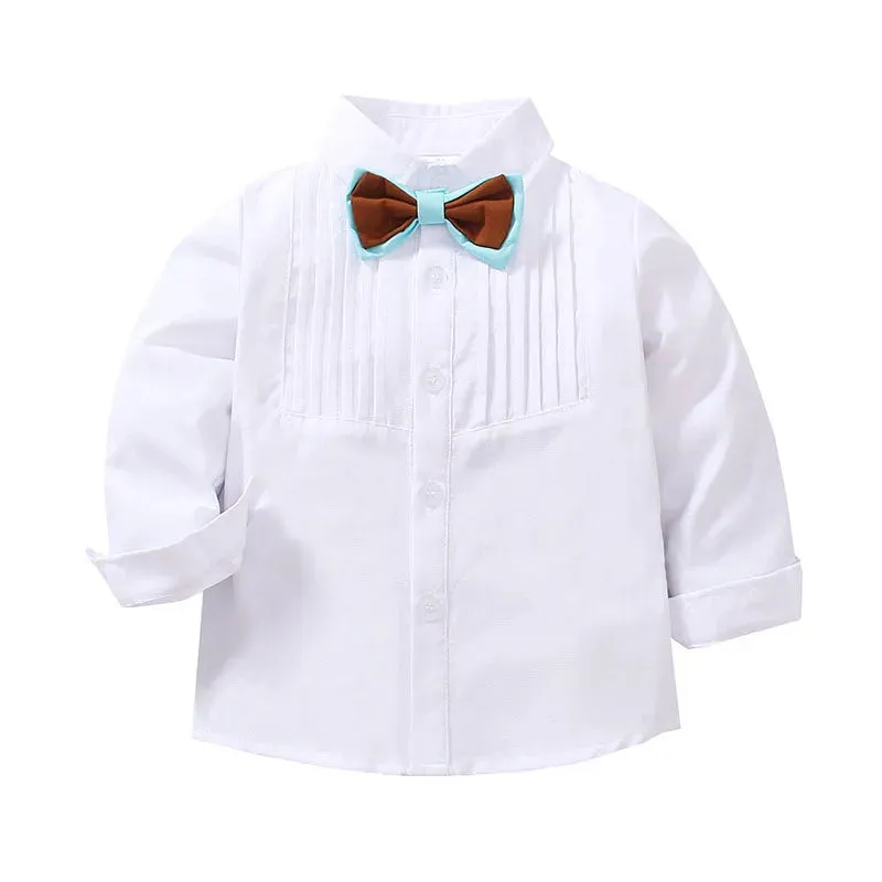 Baby Boy Pink Long Gentleman Suspenders Formal Outfit