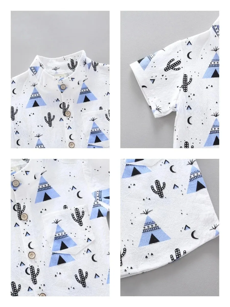 Baby Boys Blue Teepee Summer Casual Clothing Set