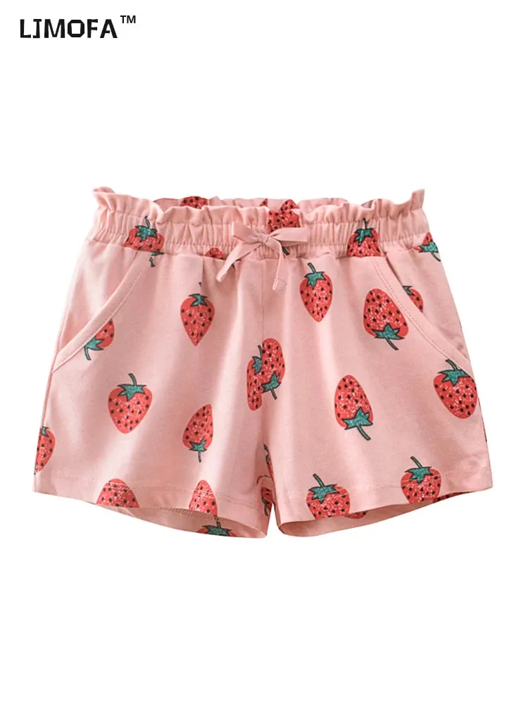 Baby Girl 2-12Y Summer Hearts Strawberry Shorts