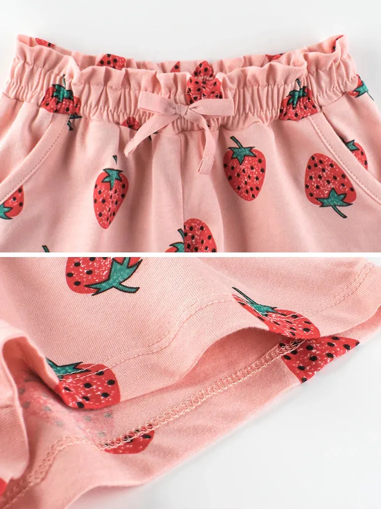 Baby Girl 2-12Y Summer Hearts Strawberry Shorts