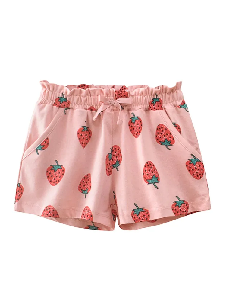 Baby Girl 2-12Y Summer Hearts Strawberry Shorts