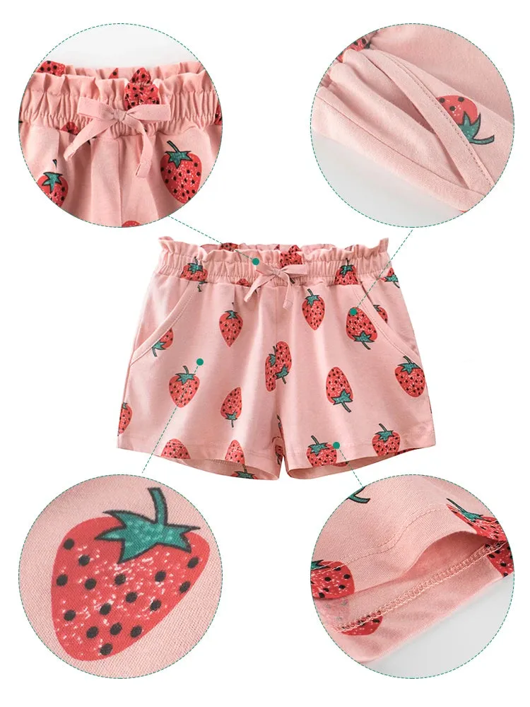 Baby Girl 2-12Y Summer Hearts Strawberry Shorts