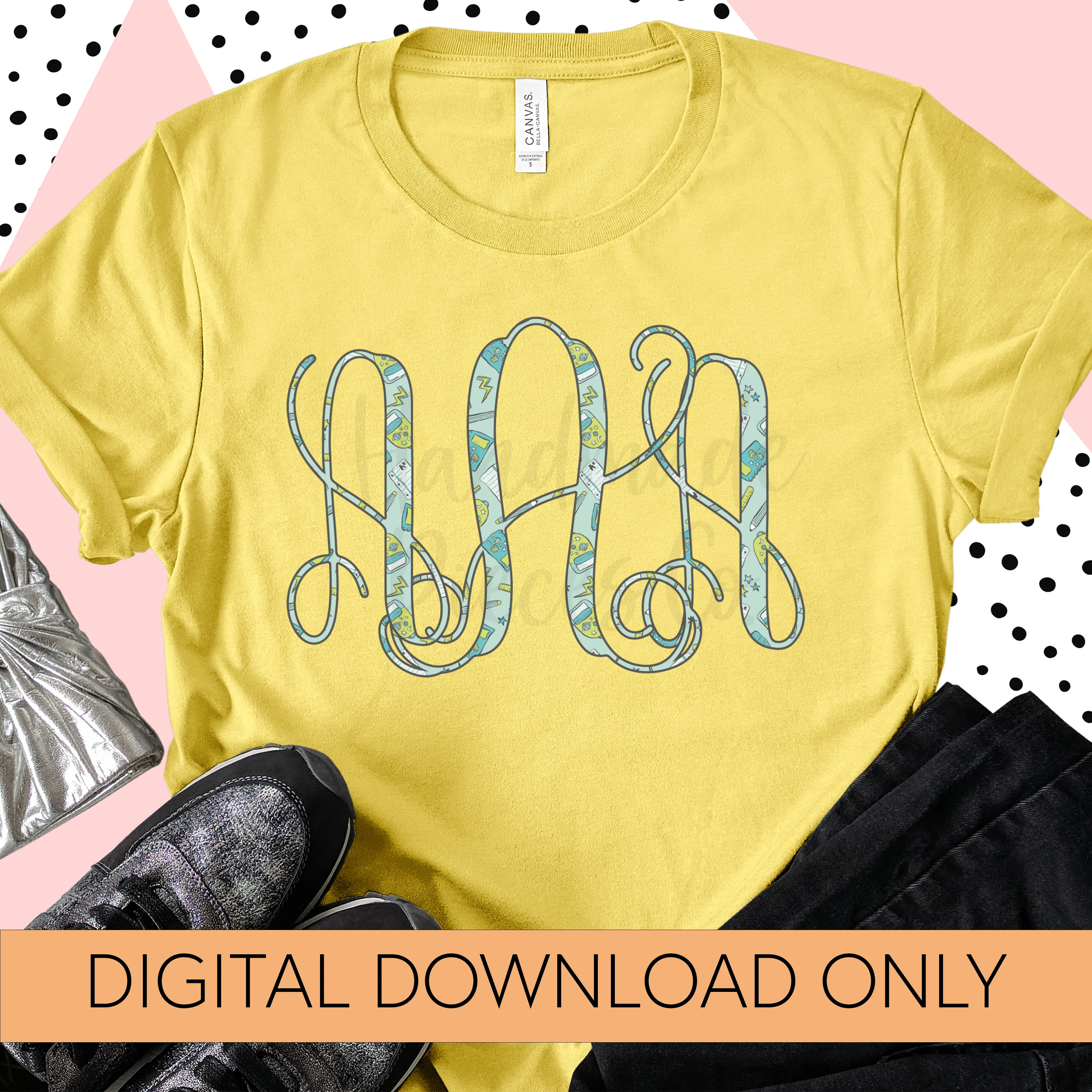 Back to School Monogram, Blue - Multiple Styles - Digital Download