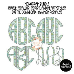 Back to School Monogram, Blue - Multiple Styles - Digital Download