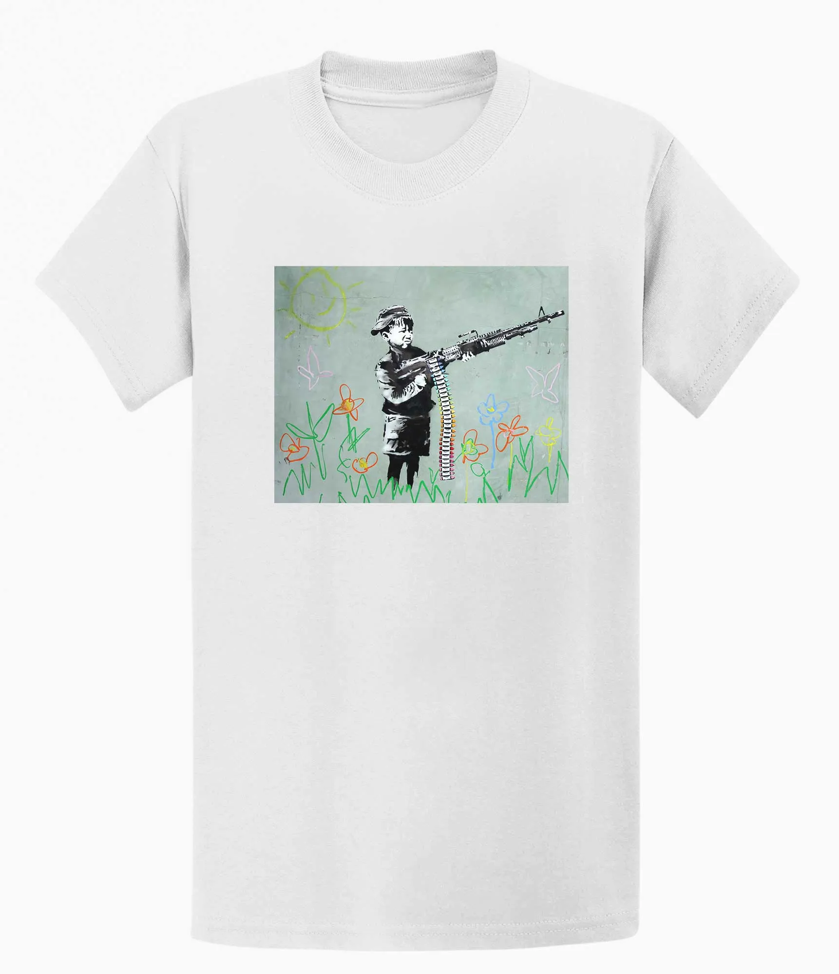 Banksy Unisex T-Shirt - Banksy Boy With machine gun