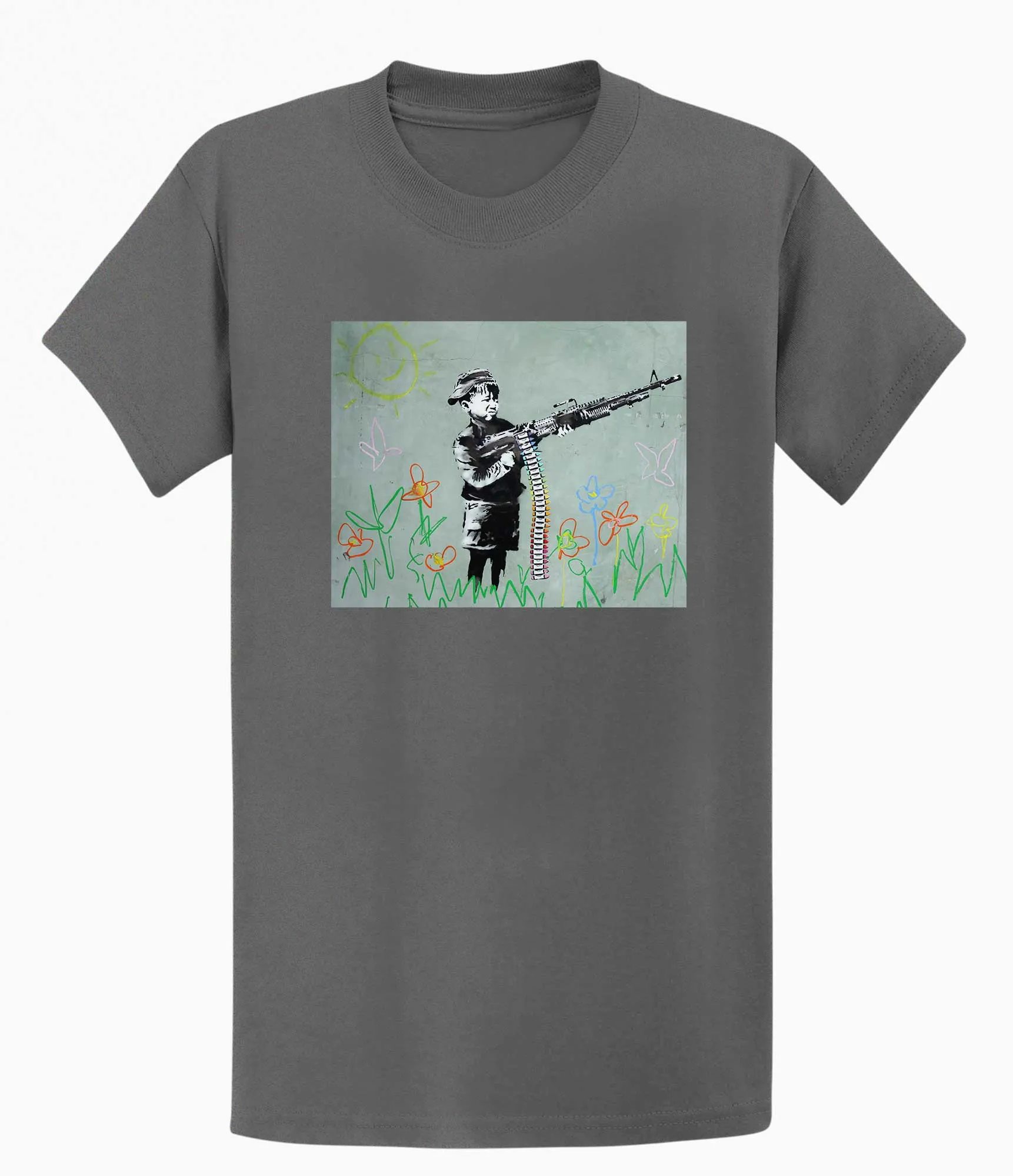 Banksy Unisex T-Shirt - Banksy Boy With machine gun