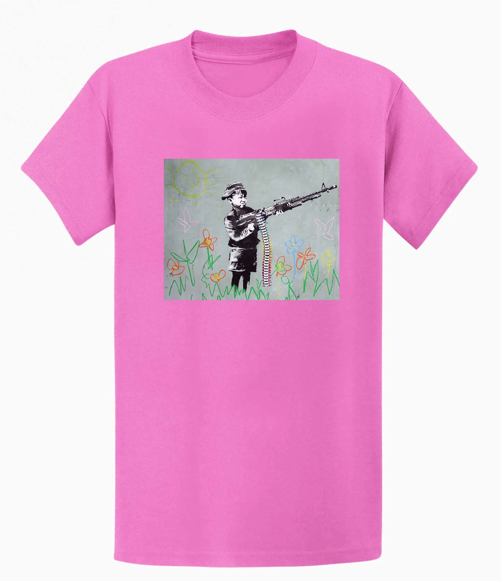 Banksy Unisex T-Shirt - Banksy Boy With machine gun