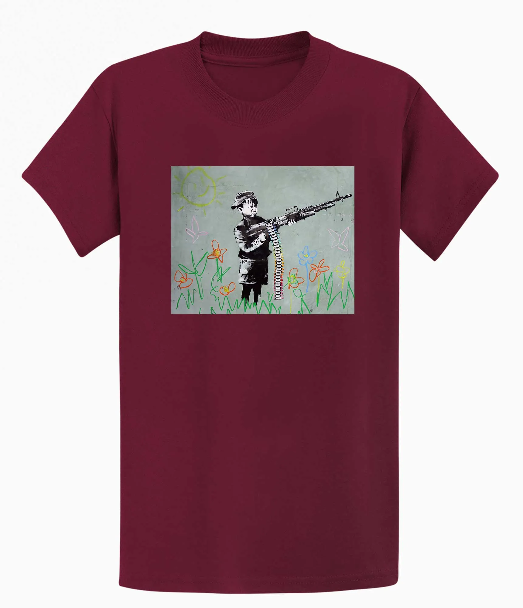 Banksy Unisex T-Shirt - Banksy Boy With machine gun