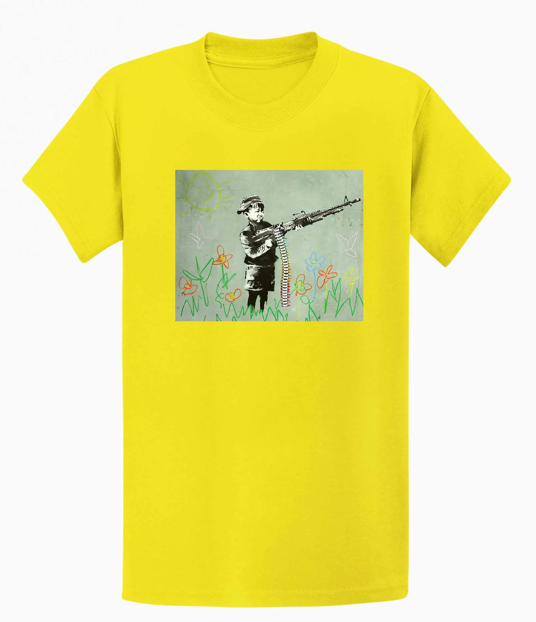 Banksy Unisex T-Shirt - Banksy Boy With machine gun